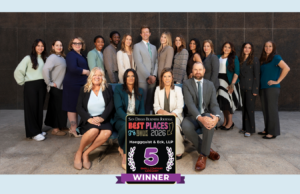 The Haeggquist & Eck, LLP team with the San Diego Business Journal Best Places to Work 2026 award badge, ranked No. 5 in the Small Company category